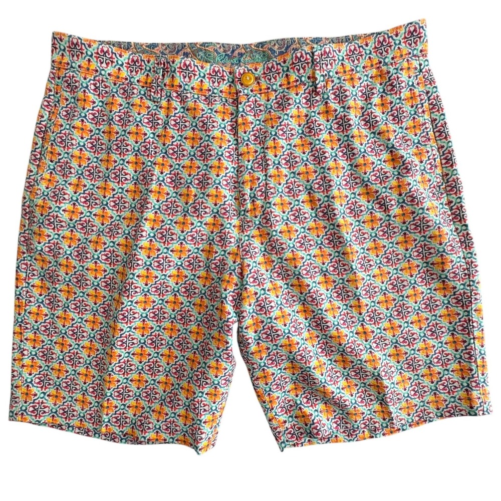 Robert‎ Graham Linen Cotton Shorts Mens 38 Multicolor Floral Geometric 9" Inseam